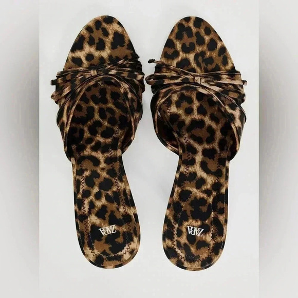 Zara Leopard Print Heeled Sandals - Size EU 37 (US 6.5-7) NWT - Picture 2 of 7